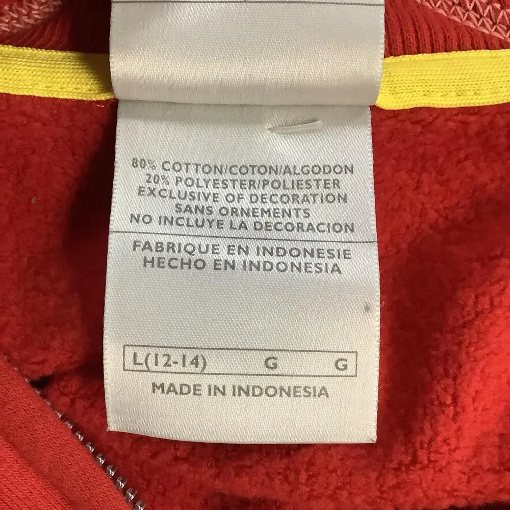 Nike Hoodie Youth Large Red Full Zip Fleece Swoosh Athletic Logo Sweatshirt
